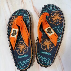 Women’s Gumbies Orange & Teal Floral Flip Flop Sandals